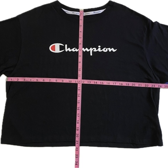 Champion Short-Sleeve T-Shirt, Script Logo, Black, Cropped, Relaxed/Boxy 2XL NWT - Picture 10 of 14